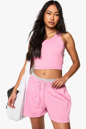 Boohoo Womens Scoop Neck Crop Top And Sweat Short Set - - L