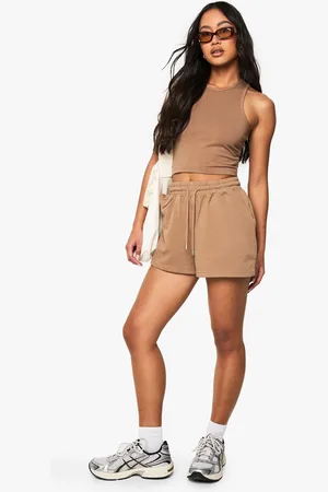 Boohoo Womens Racer Top And Sweat Short Set - - S