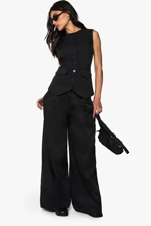Boohoo Womens Pleated Extreme Wide Leg Tailored Trouser - - 8