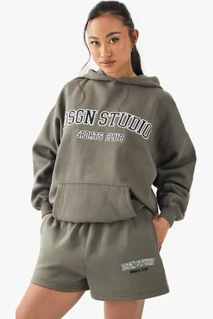 Boohoo Womens Dsgn Studio Sports Club Applique Sweat Short - - S