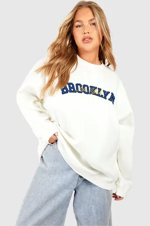 Boohoo Womens Plus Brooklyn Applique Oversized Sweatshirt - - 20