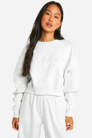 Boohoo Womens Dsgn Studio Embroidered Boxy Crop Sweatshirt - - S