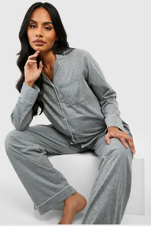 Boohoo Womens Maternity Jersey Piping Button Trouser Pyjama Set - - 10