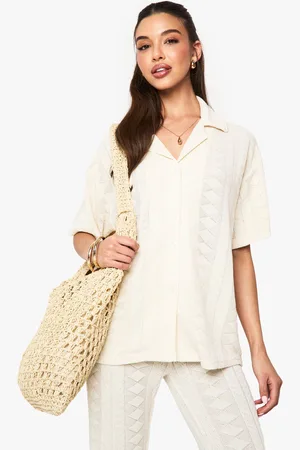 Boohoo Womens Mix And Match Crochet Textured Patterned Knitted Shirt - - 8