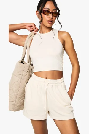 Boohoo Womens Racer Crop Top And Short Set - - S