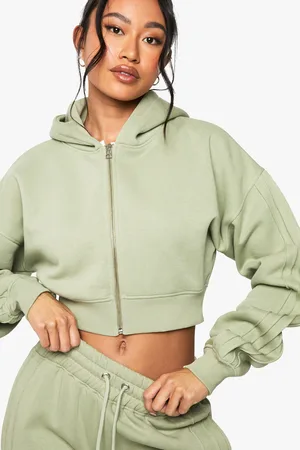 Boohoo Womens Seam Detail Boxy Crop Zip Through Hoodie - - S