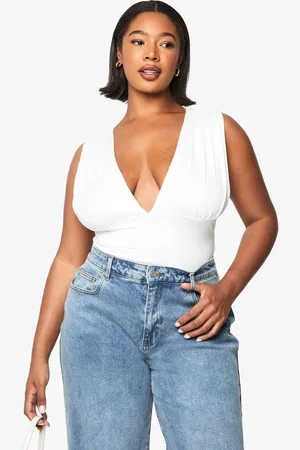 Boohoo Womens Plus Wide Plunge Bodysuit - - 16