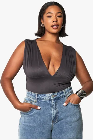 Boohoo Womens Plus Wide Plunge Bodysuit - - 16
