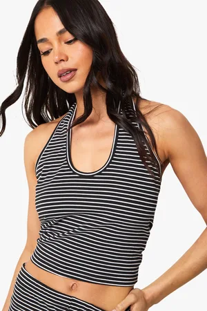 Boohoo Womens Striped Halterneck Top - - 6