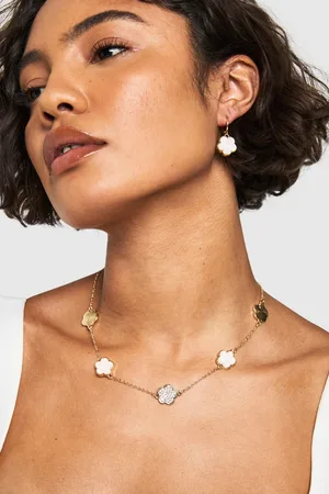 Boohoo Womens Enamel Embellished Flower Detail Necklace - - One Size