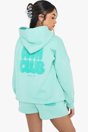 Boohoo Womens Ath Club Towelling Applique Oversized Hoodie - - L