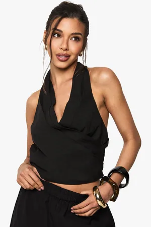 Boohoo Womens Linen Look Wrap Front Crop Top - - 6