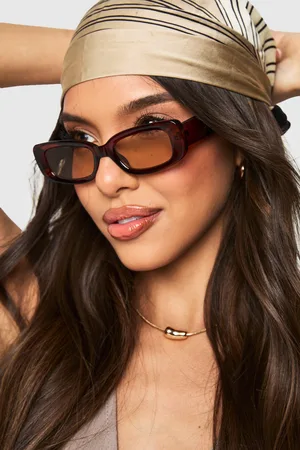 Boohoo Womens Thin Rectangle Sunglasses - - One Size