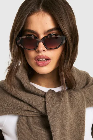 Boohoo Womens Leopard Rectangular Sunglasses - - One Size