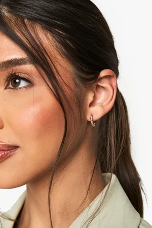 Boohoo Womens Embellished Mini Hoop Earrings - One Size