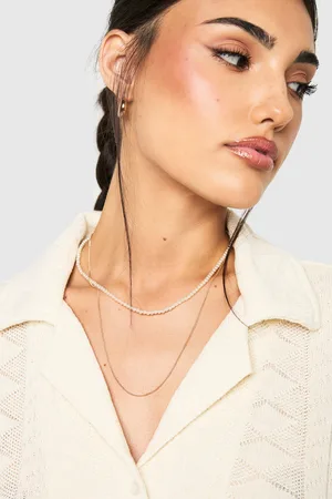 Boohoo Womens Pearl And Chain Double Layered Necklace - - One Size