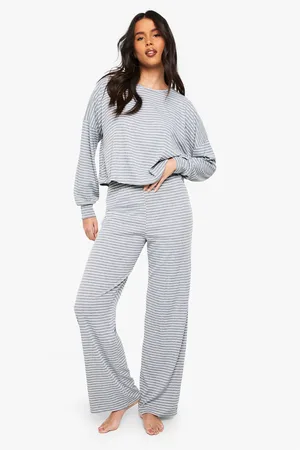 Boohoo Womens Loungewear Stripe Long Sleeve Top & Trousers Pyjama Set - - 10