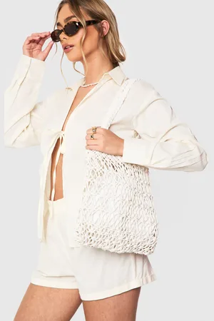 Boohoo Womens Knitted Crochet Beach Bag - - One Size