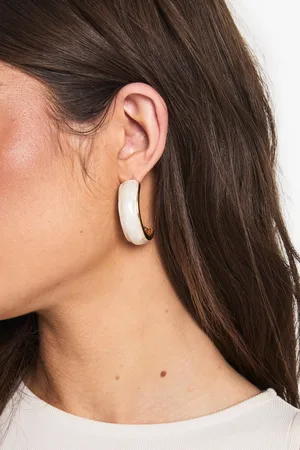 Boohoo Womens Pearlised Hoop Earrings - - One Size