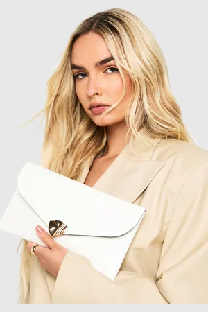 Boohoo Womens Abstract Hardware Detail Fold Over Clutch Bag - - One Size