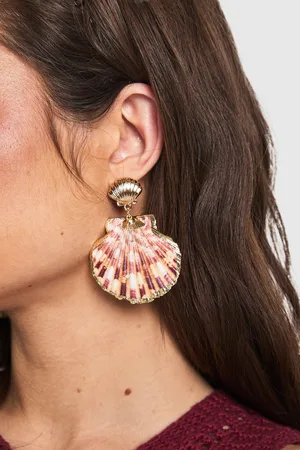 Boohoo Womens Shell Drop Earrings - - One Size