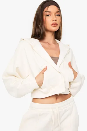 Boohoo Womens Boxy Balloon Sleeve Oversized Zip Through Hoodie - - S