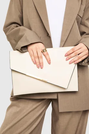 Boohoo Womens Asymmetric Fold Over Large Envelope Clutch Bag - - One Size