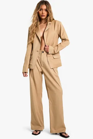 Boohoo Womens Premium Tailored Pleated Wide Leg Trouser - - 8