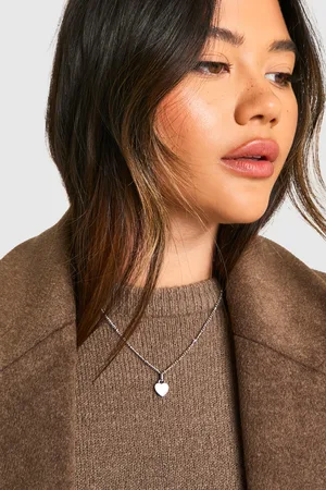 Boohoo Womens White Enamel Heart Necklace - - One Size
