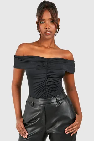 Boohoo Womens Slinky Bardot Ruched Top - - 8
