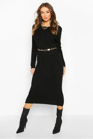Boohoo Womens Cable Knit Midi Dress - - M