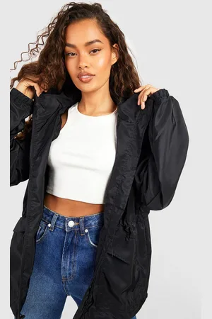 Boohoo Womens Hooded Cinched Waist Parachute Mac - - 10