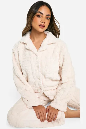 Boohoo Womens Bear Embossed Button Up Fleece Pj Set - - 6