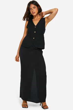 Boohoo Womens Linen Look Waistcoat & Column Maxi Skirt - - 6