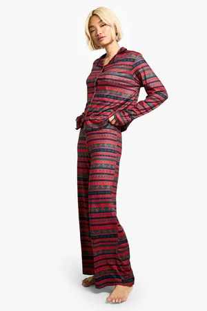Boohoo Womens Christmas Fairisle Long Sleeve Trouser Pj Set - - 12