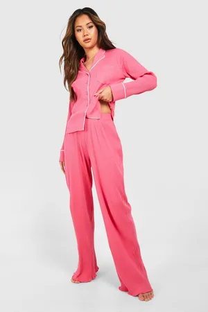 Boohoo Womens Rib Wide Leg Trouser - - 10