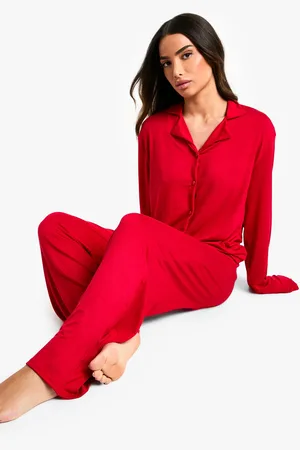Boohoo Womens Petite Long Sleeve Shirt & Trousers Pyjama Set - - 12