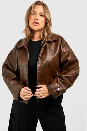 Boohoo Womens Plus Vintage Look Faux Leather Jacket - - 20