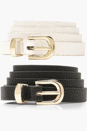 Boohoo Womens 2 Pack Basic Skinny Belt - - One Size