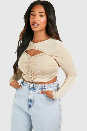 Boohoo Womens Plus Ruched Slinky Corset Top - - 26