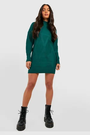 Boohoo Womens Petite Roll Neck Knitted Jumper Dress - - M/L