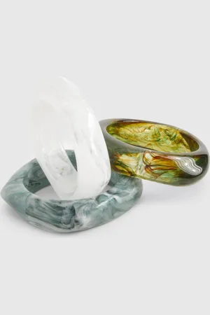 Boohoo Womens Marbled Chunky Resin Bangle 3 Pack - - S/M