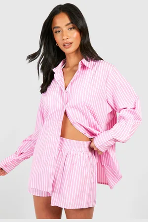 Boohoo Womens Petite Stripe Beach Shirt - - 6