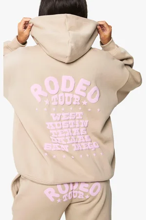 Boohoo Womens Rodeo Tour Slogan Oversized Puff Printed Hoodie - - S