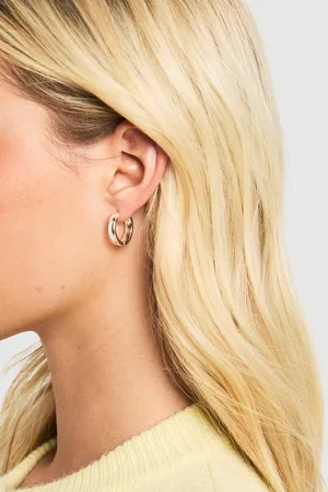 Boohoo Womens 3 Pack Silver Hoop Earrings - - One Size