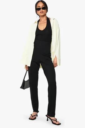 Boohoo Womens Ponte Tailored Pintuck Slim Trousers - - 6