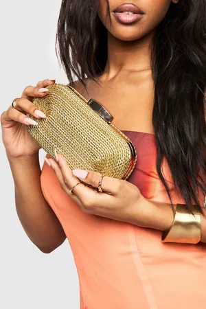 Boohoo Womens Metallic Raffia Clutch Bag - One Size