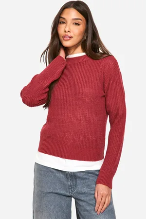 Boohoo Womens Basic Crew Neck Crop Jumper - - L