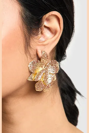 Boohoo Womens Statement Textured Flower Stud Earrings - - One Size