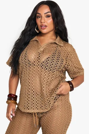 Boohoo Womens Plus Crochet Overhead Beach Shirt - - 16